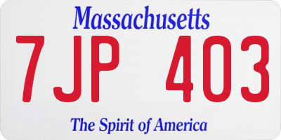 MA license plate 7JP403