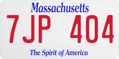 MA license plate 7JP404