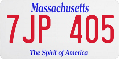 MA license plate 7JP405