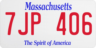 MA license plate 7JP406