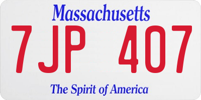 MA license plate 7JP407