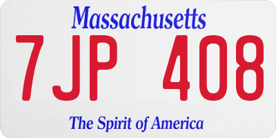 MA license plate 7JP408