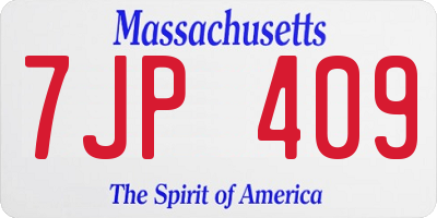 MA license plate 7JP409