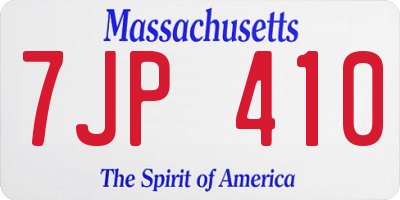 MA license plate 7JP410