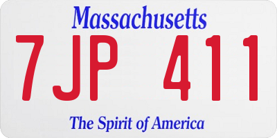 MA license plate 7JP411