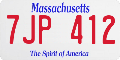 MA license plate 7JP412