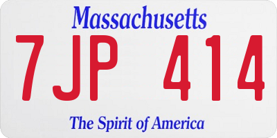 MA license plate 7JP414