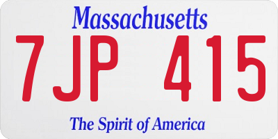 MA license plate 7JP415