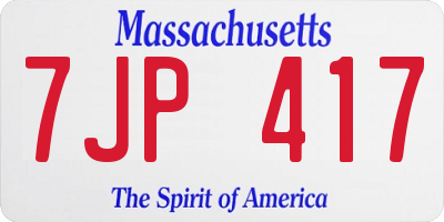 MA license plate 7JP417