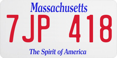 MA license plate 7JP418