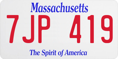 MA license plate 7JP419