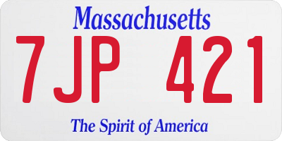 MA license plate 7JP421