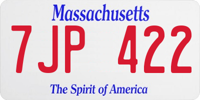 MA license plate 7JP422