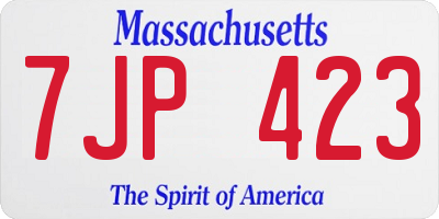 MA license plate 7JP423
