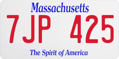MA license plate 7JP425