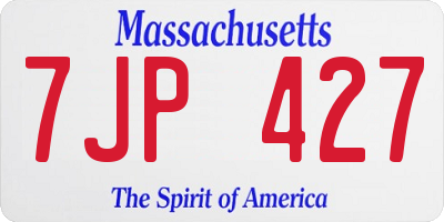 MA license plate 7JP427