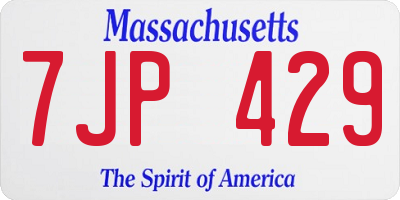 MA license plate 7JP429