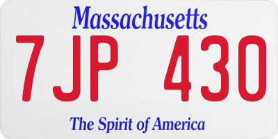 MA license plate 7JP430