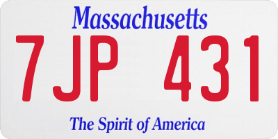 MA license plate 7JP431