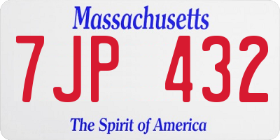 MA license plate 7JP432