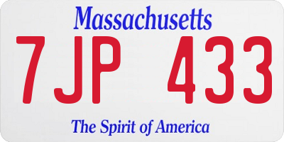 MA license plate 7JP433