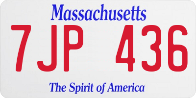 MA license plate 7JP436