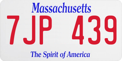 MA license plate 7JP439