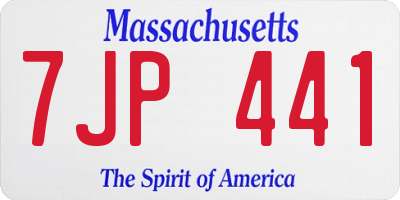 MA license plate 7JP441