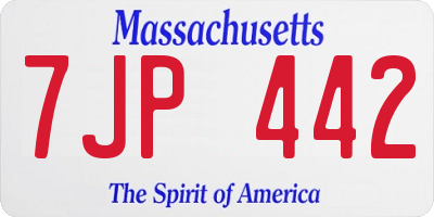 MA license plate 7JP442