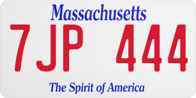 MA license plate 7JP444