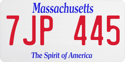 MA license plate 7JP445
