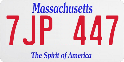 MA license plate 7JP447