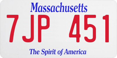 MA license plate 7JP451