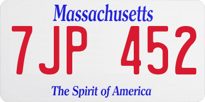 MA license plate 7JP452