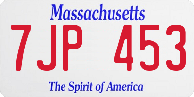 MA license plate 7JP453