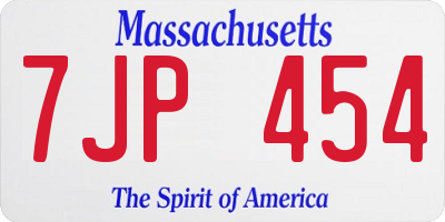 MA license plate 7JP454