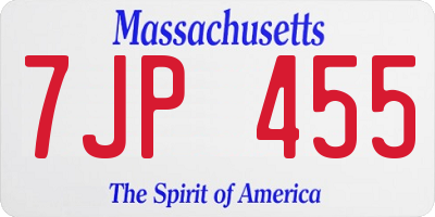 MA license plate 7JP455