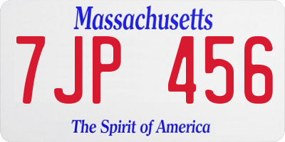 MA license plate 7JP456