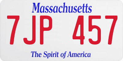 MA license plate 7JP457