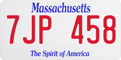 MA license plate 7JP458