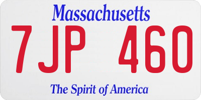 MA license plate 7JP460