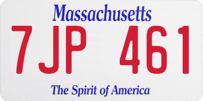 MA license plate 7JP461