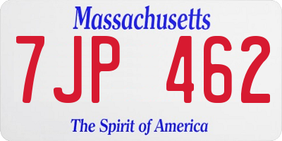 MA license plate 7JP462