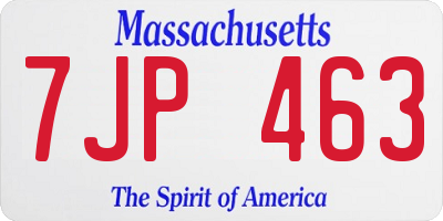 MA license plate 7JP463