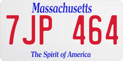MA license plate 7JP464
