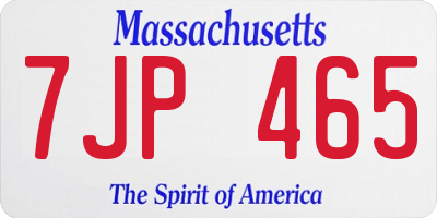 MA license plate 7JP465