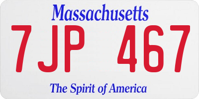 MA license plate 7JP467