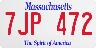 MA license plate 7JP472