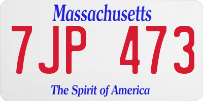 MA license plate 7JP473