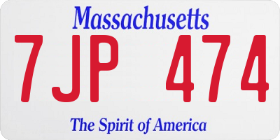MA license plate 7JP474